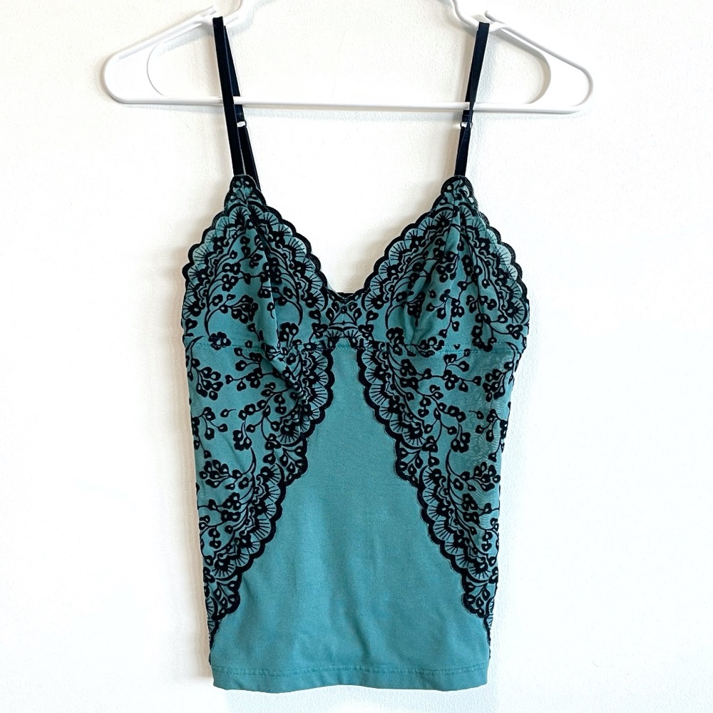 Size Small Cosabella Sea Green Mesh Blue Velvet triangle Tank Top